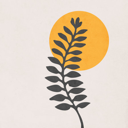 Printable trendy botanical card. Use for cover, wallpaper, wall art.の写真素材