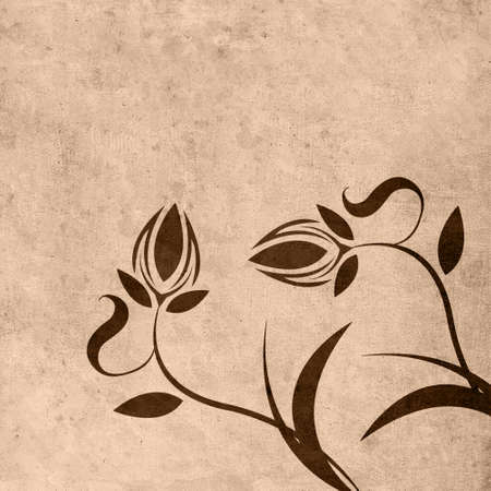 Printable trendy botanical card. Use for cover, wallpaper, wall art. Brown color.の写真素材