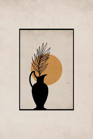 Printable trendy botanical card. Use for cover, wallpaper, wall art.の写真素材