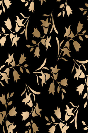 Minimalist background for website, cover design, printable, wall decoration. Golden botanical decorative elements.の写真素材