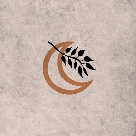 Illustration in vintage old grunge style. Design for cover, wallpaper. Botanical formula. Leavesの写真素材