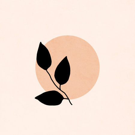 Printable trendy botanical card. Use for cover, wallpaper, wall art. Brown color.の写真素材