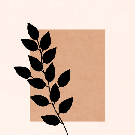 Printable trendy botanical card. Use for cover, wallpaper, wall art. Brown color.の写真素材