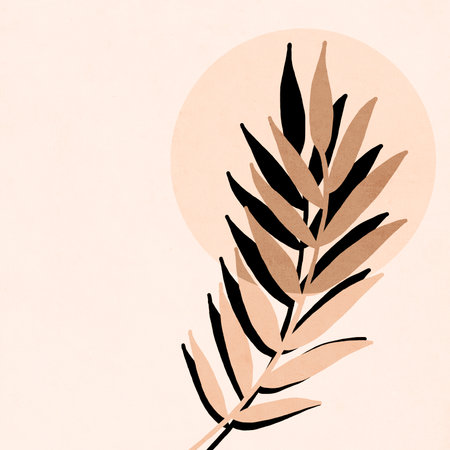 Printable trendy botanical card. Use for cover, wallpaper, wall art. Brown color.の写真素材