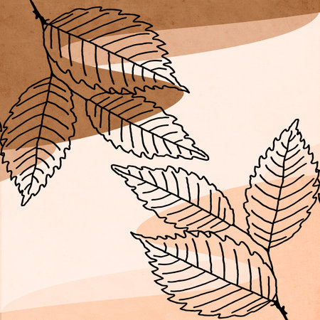 Printable trendy botanical card. Use for cover, wallpaper, wall art. Brown color.の写真素材