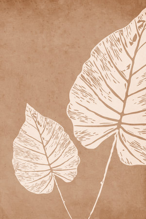 Printable trendy botanical card. Use for cover, wallpaper, wall art. brown color . vintage grunge old . leavesの写真素材