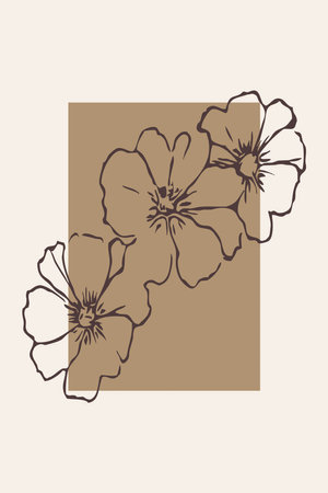 Printable trendy botanical card. Use for cover, wallpaper, wall art.の写真素材