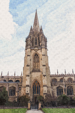 oil painting on canvas. Oxford Great Britain, Europe. travel illustration. Architecture of the city.の写真素材
