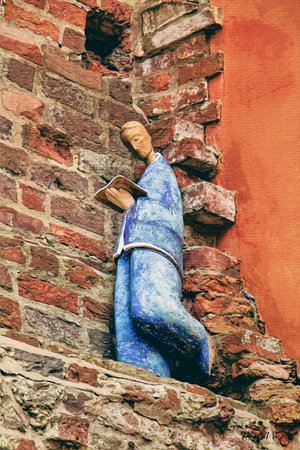 Watercolor painting on canvas. Torun Poland Europe. travel illustration.の写真素材