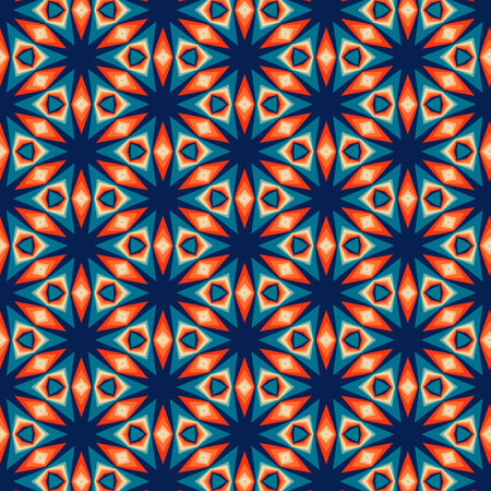 Colorful pattern in the 60s, 70s surface design, fabrics, paper, stationery, cards, banners, textilesの写真素材