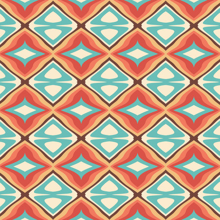 Colorful pattern in the 60s, 70s surface design, fabrics, paper, stationery, cards, banners, textilesの写真素材