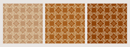Set of 3 modern seamless fabric pattern, abstract print on carpet, floor, weaving pattern.