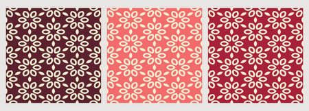 Set of 3 modern seamless fabric pattern, abstract print on carpet, floor, weaving pattern.のイラスト素材