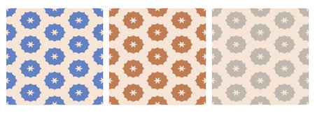 Set of 3 modern seamless fabric pattern, abstract print on carpet, floor, weaving pattern.のイラスト素材
