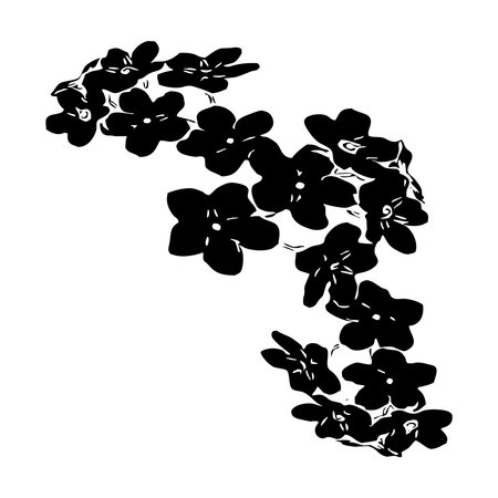 Vector illustration. Black flowers on a white background.のイラスト素材