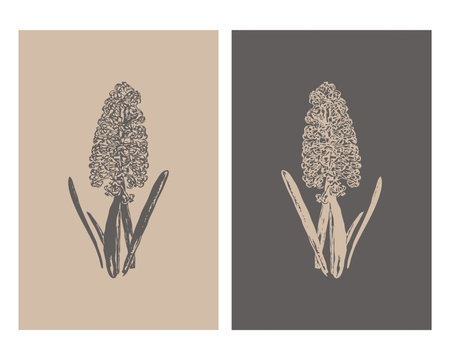 Set of 2 Botanical wall art. Line art tropical drawing with abstract shape.のイラスト素材