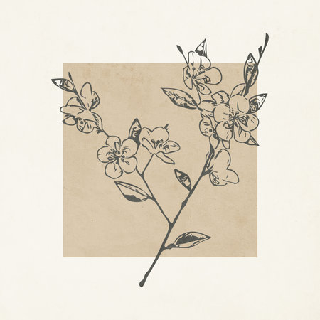 Printable trendy botanical card. Use for cover, wallpaperの写真素材