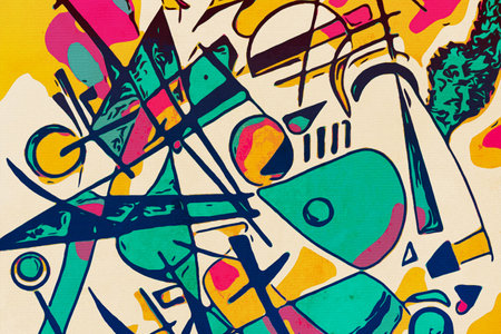 Watercolor painting on canvas. Abstract background with geometric shapes.