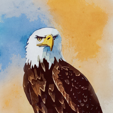 Watercolor painting on canvas. Nature illustration of an Eagle.の素材