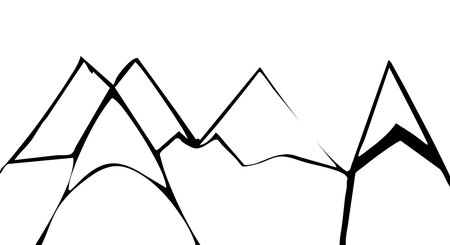 Black and white vector illustration. Mountain peaks on a white background .のイラスト素材