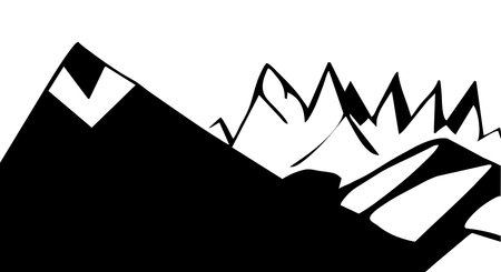 Black and white vector illustration. Mountain peaks on a white background .のイラスト素材