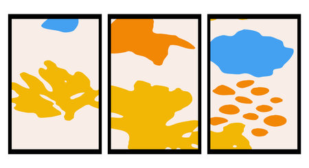Set of 3 abstract illustration for print, fabric pattern, for use in graphics.のイラスト素材
