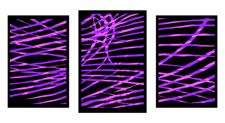 Set of 3 abstract illustration for print, fabric pattern, for use in graphics. Not generated by Ai