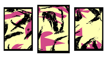 Set of 3 abstract illustration for print, fabric pattern, for use in graphics. Not generated by Aiのイラスト素材