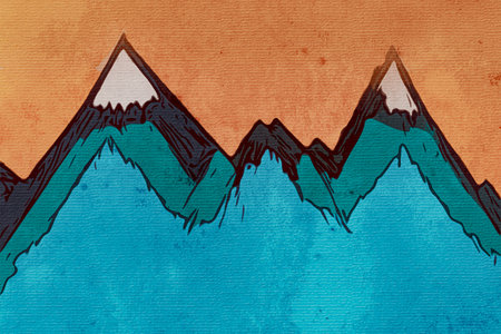 travel illustration. Beautiful mountain landscape.の素材