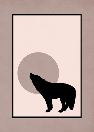 Printable minimalist illustration. Cover design, brochures. Animals in the illustration