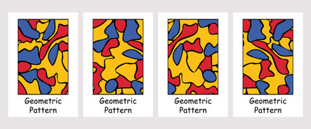 Set of 4 abstract illustration for print, fabric pattern, for use in graphics.