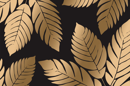 Luxurious golden botanical background. Printable wallpapers, covers, wall art, greeting card, wedding cards, invitations. Not generated by Aiの写真素材