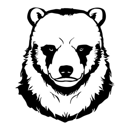Bear . Black and white graphics. Logo design for use in graphics. T-shirt print, tattoo design. Not generated by AIの写真素材