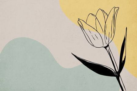 Printable trendy botanical card. Use for cover, wallpaper, wall art. Not generated by Aiの写真素材