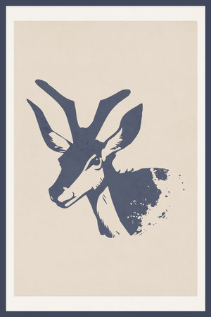 Gazelle. Animal illustration. Printable pattern for wall decorations in a minimalist style. Cover design, logo, for tattoosの写真素材