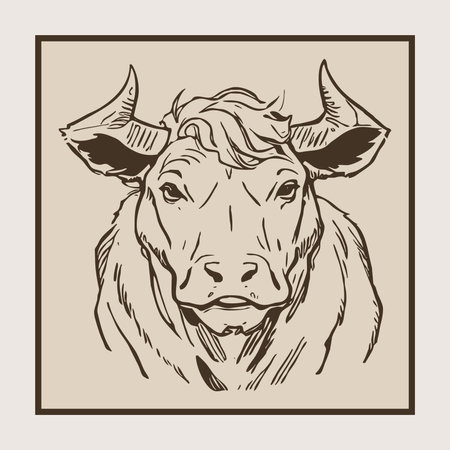 Spanish bull. Animal illustration. Printable pattern for wall decorations in a minimalist style. Cover design, logo, for tattoosの写真素材
