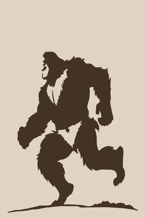 Yeti. Logo design for use in graphics. T-shirt print, tattoo design. Minimalist illustration for printing on wall decorations.の写真素材