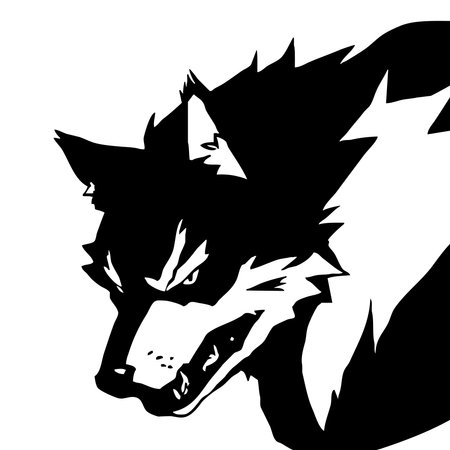 Wolf. Line art. Logo design for use in graphics. T-shirt print, tattoo design. Minimalist illustration for printing on wall decorations.のイラスト素材