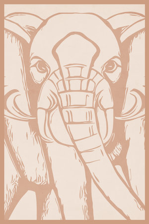 Elephant. Animals line art. Logo design. T-shirt print, tattoo design, pattern for covers, wall decorations in a minimalist style. Vintage .の写真素材