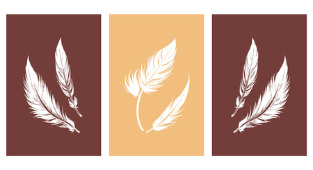 Set of 3 botanical pattern for printing on wall decorations in a contemporary style. For use in graphics, materials, covers, invitations, Happy Birthday cards.のイラスト素材