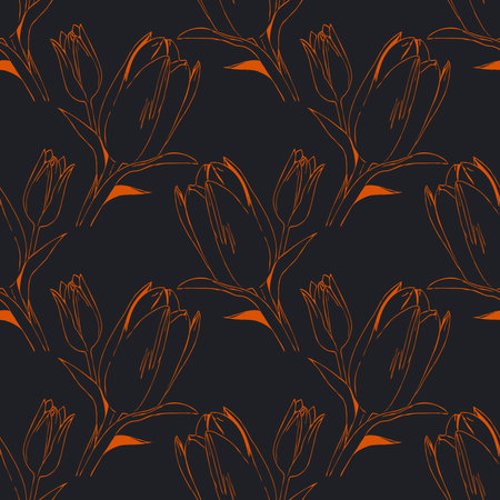 Seamless botanical pattern for fabrics. For use in graphics.の写真素材