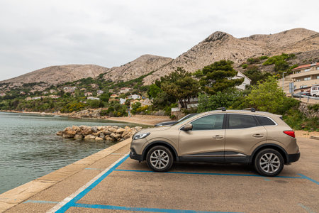 May 5, 2022 Vrbnik Croatia. Landscape on the Adriatic Sea on the island of Krk. Marina with yachts.のeditorial素材