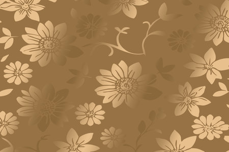 Luxurious golden botanical background. Printable wallpapers, covers, wall art, greeting cards, wedding cards, invitations. Not generated by Aiの写真素材