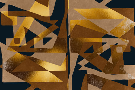 Abstract art. Artistic illustration for printing. The Art of the Golden Wall. Modern interior design. Vintage grunge old.の写真素材