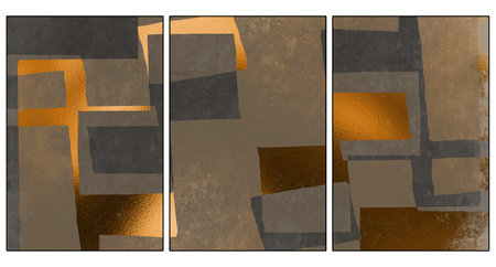 Set of 3 Abstract art. Artistic illustration for printing. The Art of the Golden Wall. Modern...