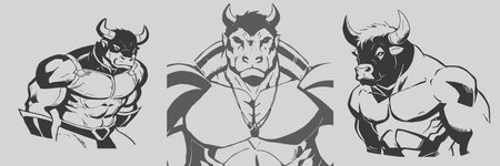 Spanish bull. Animal illustration. Printable pattern for wall decorations in a minimalist style. Cover design, logo, for tattoosの写真素材