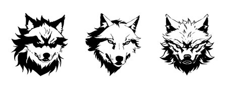 Wolf. Line art. Logo design for use in graphics. T-shirt print, tattoo design. Minimalist...