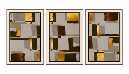 Set of 3 Abstract art. Artistic illustration for printing. The Art of the Golden Wall. Modern...