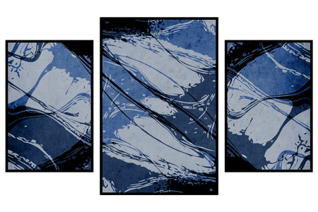 Triptych for wall decorations. Abstract illustration in vintage style. For use in graphics. Ink...