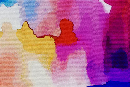 Watercolor background on canvas. Texture for cards, flyers, posters, banners. Brush strokes and stains. Painted template for design.の写真素材